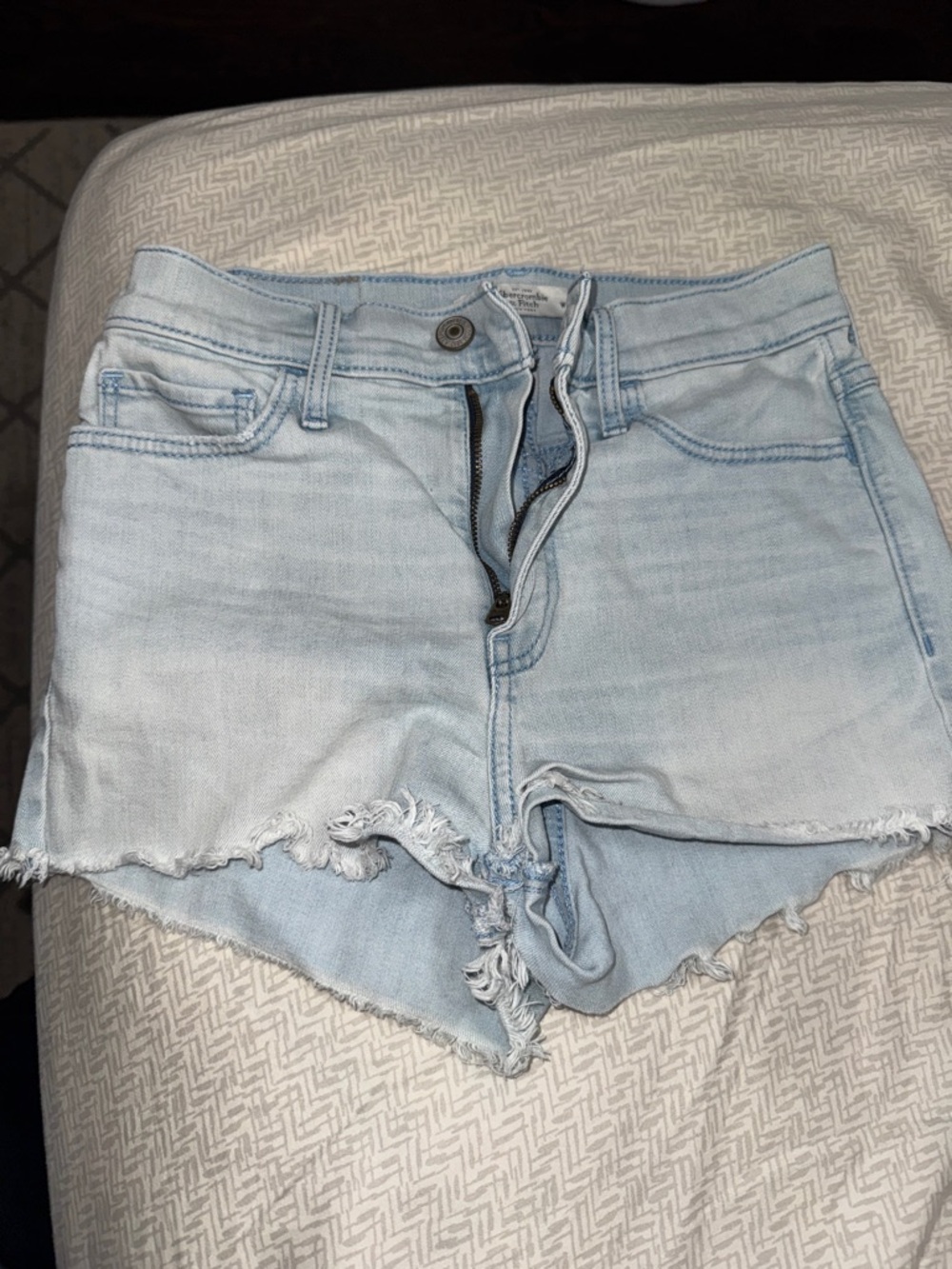 Abercrombie & Fitch Light Blue Frayed Hem Denim Shorts